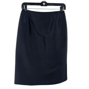 Vintage Rickie Freeman Teri Jon Silk Straight Midi Pencil Skirt Black Womens 8